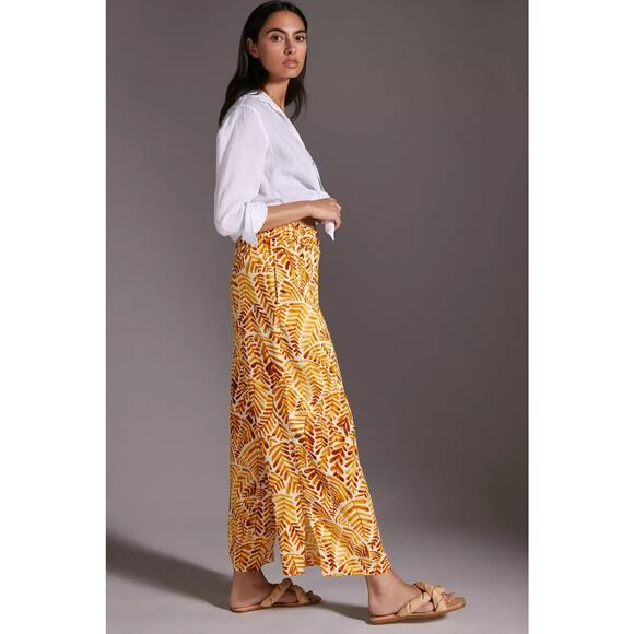 ANTHROPOLOGIE‎ Pull On Printed Pants XL Wide Leg Viscose Vacation Summer Coastal - Picture 2 of 9